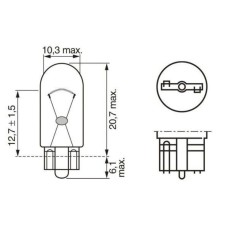 Лампа розжарювання W5W 12V 5W W2,1X9,5d PURE LIGHT (вир-во Bosch)